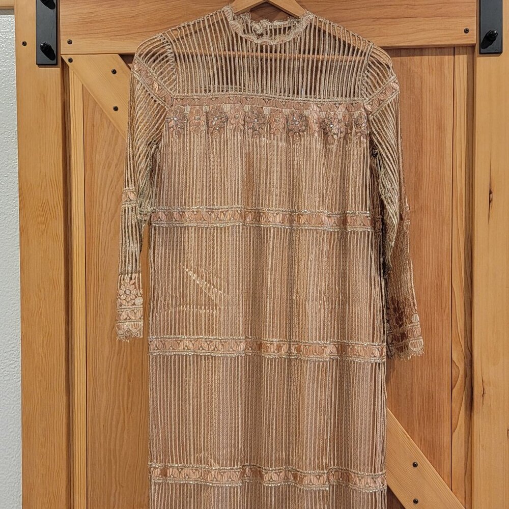Vintage Rina Di Montella  Silk Shift Dress - Pink Blush Size 8